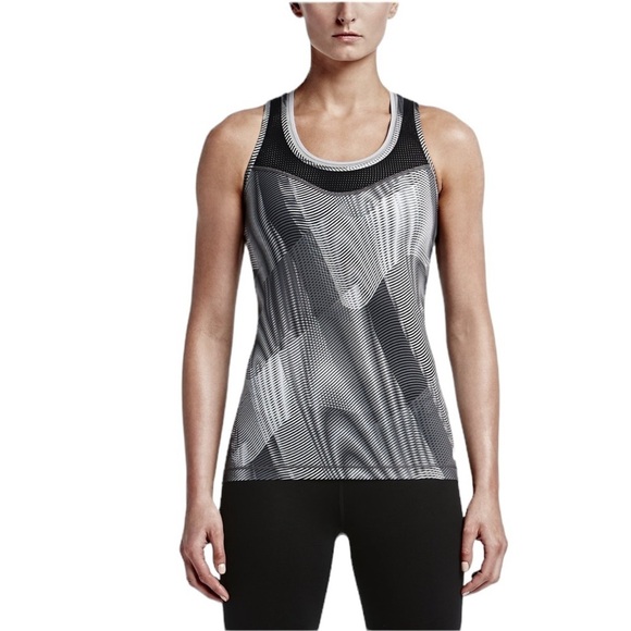Nike Pro Dri Fit Hypercool Frequency Tank Top - Black / White Razorback Size M - Picture 1 of 10